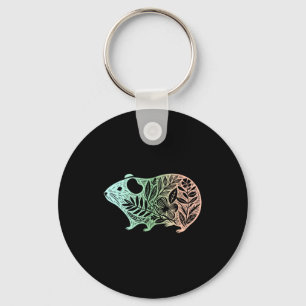 Cute Guinea G Botanical Cottagecore Patel Colors F Keychain