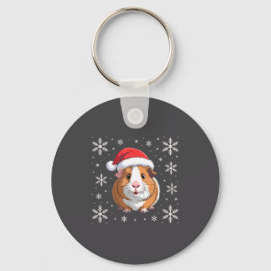 Cute Guinea G Wearing Santa Hat Christmas  Keychain