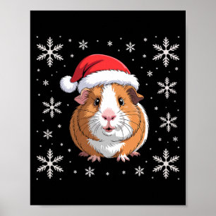 Cute Guinea G Wearing Santa Hat Christmas Premium  Poster