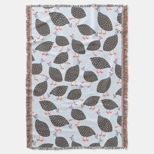 Cute Guinea Hen Bird Throw Blanket (Front Vertical)