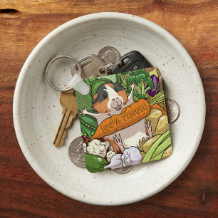 Cute Guinea Pig 100% Veggie Carrot Cartoon Keychain