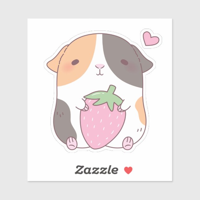 Cute Guinea Pig And Strawberry Doodle (Sheet)