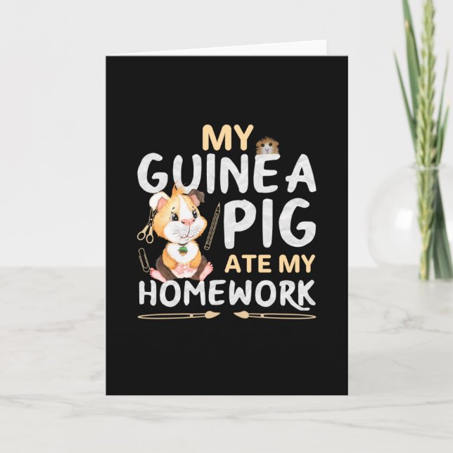 Cute Guinea Pig Ate My Homework Card (Front)