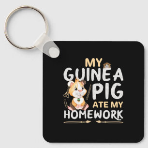 Cute Guinea Pig Ate My Homework Keychain