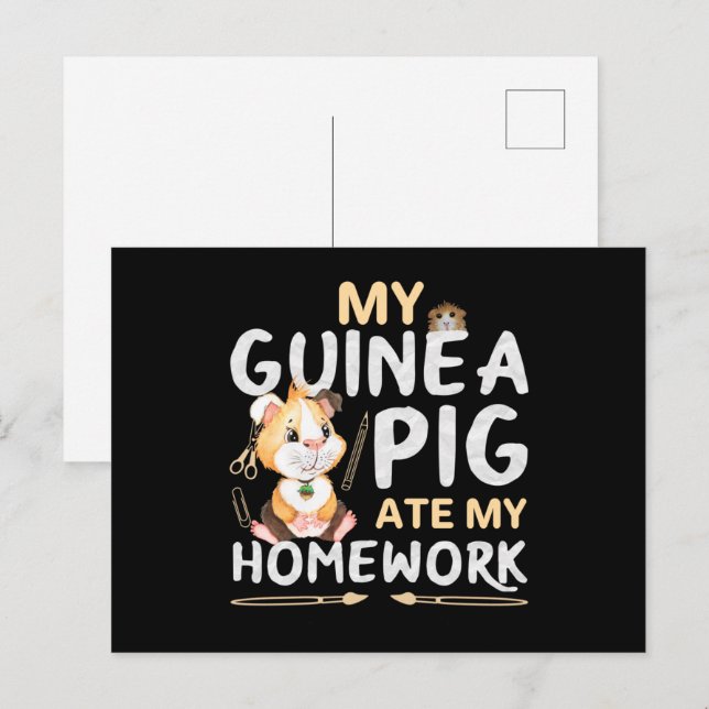 Cute Guinea Pig Ate My Homework Postcard (Front/Back)