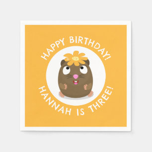 Cute guinea pig cartoon personalized birthday napkin