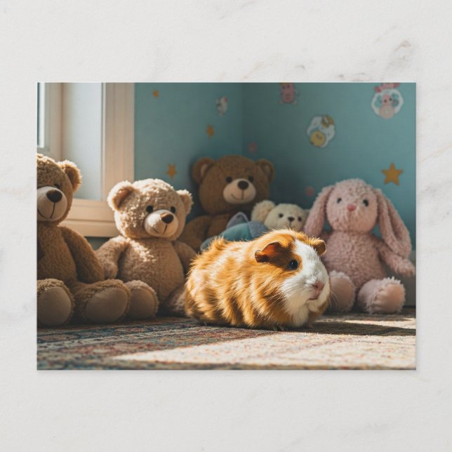 Cute Guinea Pig Cavia Teddy Bear Toy Postcard (Front)