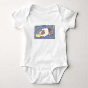 Cute Guinea Pig Eating Orange Slice Painting Baby Bodysuit