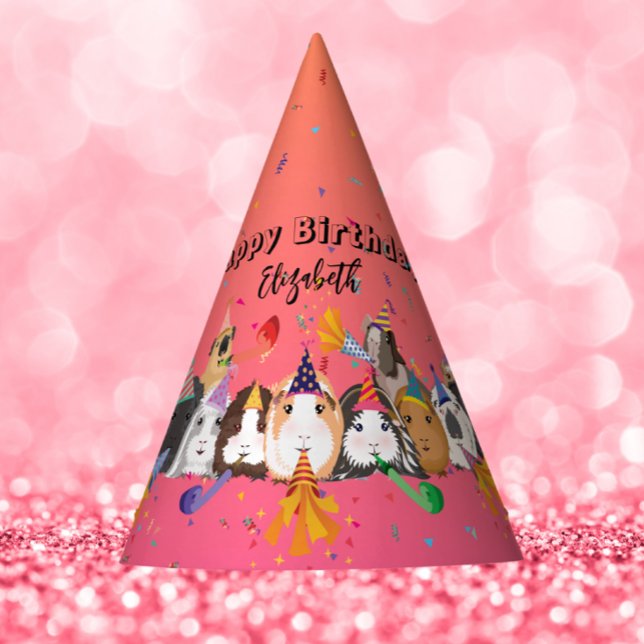Cute Guinea Pig Girl Birthday  Party Hat (Creator Uploaded)
