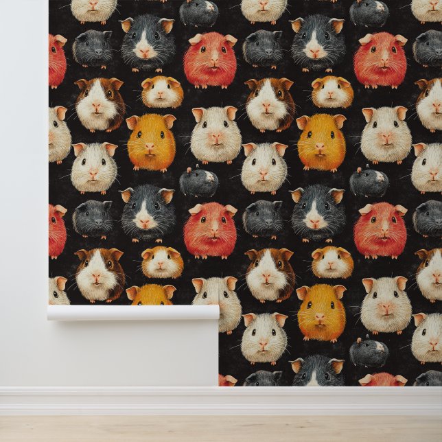 Cute Guinea Pig Hamster Pattern Chalk Drawing Wallpaper (Application)