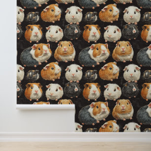 Cute Guinea Pig Hamster Pattern Chalk Drawing Wallpaper