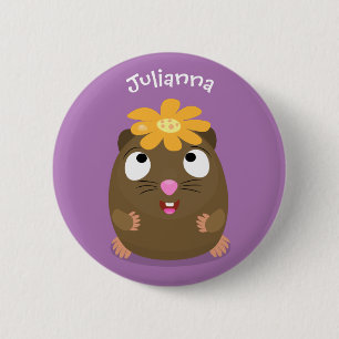 Cute guinea pig happy cartoon illustration 2 inch round button