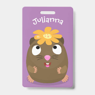 Cute guinea pig happy cartoon illustration badge