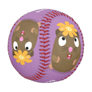 Cute guinea pig happy cartoon illustration baseball
