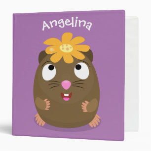 Cute guinea pig happy cartoon illustration binder