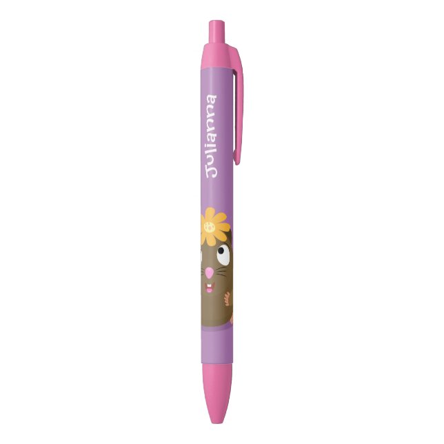 Cute guinea pig happy cartoon illustration black ink pen (Bottom (Vertical))