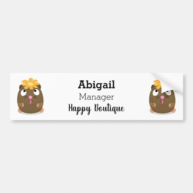 Cute guinea pig happy cartoon illustration  bumper sticker (Front)