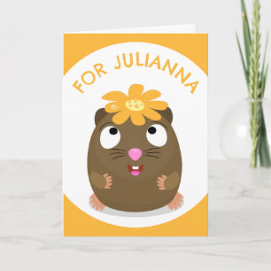 Cute guinea pig happy cartoon illustration card