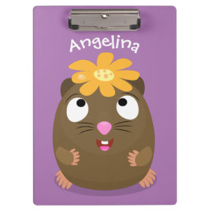 Cute guinea pig happy cartoon illustration clipboard