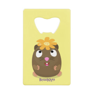 Cute guinea pig happy cartoon illustration credit card bottle opener