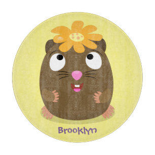 Cute guinea pig happy cartoon illustration cutting board