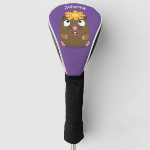 Cute guinea pig happy cartoon illustration golf head cover