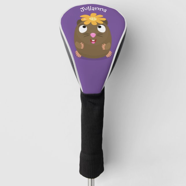 Cute guinea pig happy cartoon illustration golf head cover (Front)