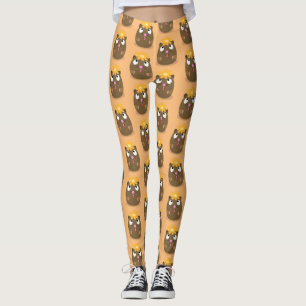 Cute guinea pig happy cartoon illustration leggings