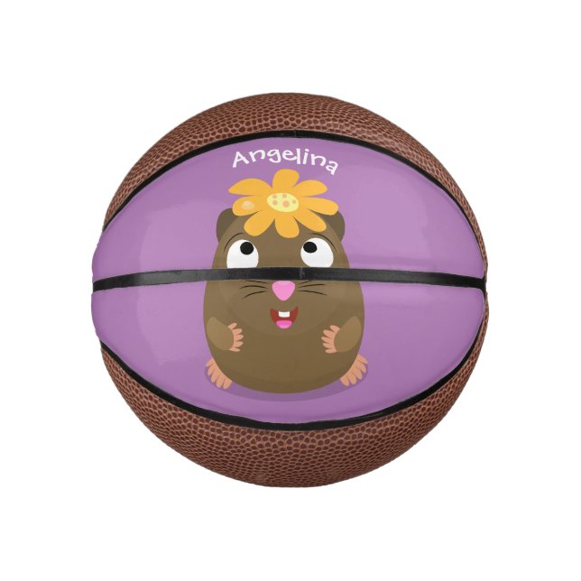 Cute guinea pig happy cartoon illustration mini basketball (Front)