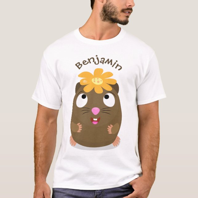 Cute guinea pig happy cartoon illustration T-Shirt (Front)