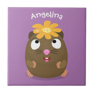 Cute guinea pig happy cartoon illustration tile