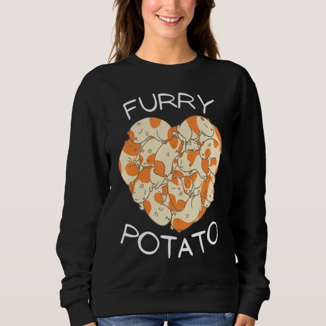 Cute Guinea Pig Heart Furry Potato  6 Sweatshirt (Front)