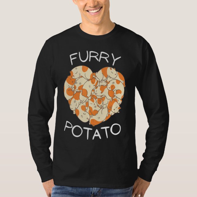 Cute Guinea Pig Heart Furry Potato  6 T-Shirt (Front)