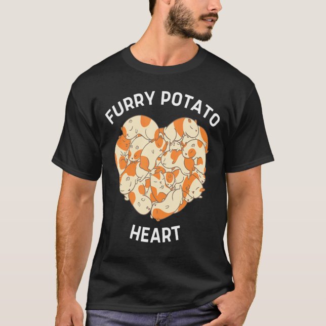 Cute Guinea Pig Heart Furry Potato T-Shirt (Front)