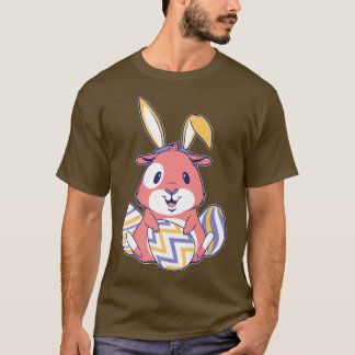 Cute Guinea pig in Easter Bunny Costume with Easte T-Shirt