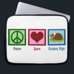 Cute Guinea Pig Laptop Sleeve<br><div class="desc">Peace Love Guinea Pigs. A pretty peace sign, heart, and a cute guinea pig pet.</div>