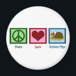 Cute Guinea Pig Magnet<br><div class="desc">Peace Love Guinea Pigs. A pretty peace sign,  heart,  and a cute guinea pig pet.</div>