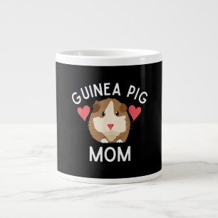 Cute Guinea Pig Mom Lover Gift Red Hearts Funny Large Coffee Mug