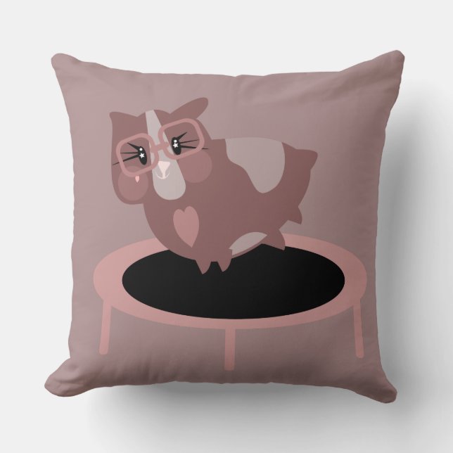 Cute Guinea Pig on a Trampoline Fitness Throw Pillow (Front)