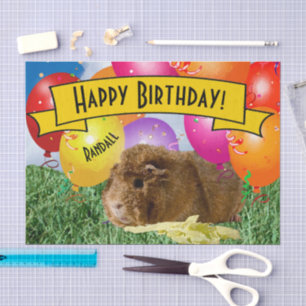 Cute Guinea Pig Photo Children Birthday Balloons Tissue Paper