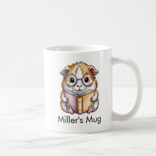 Cute Guinea Pig Reading a Book Custom Coffee Mug