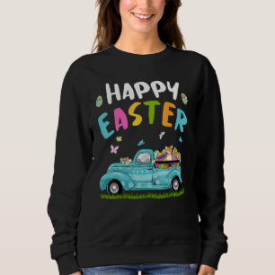 Cute Guinea Pig With Bunny Ears Egg Hunting Truck Sweatshirt