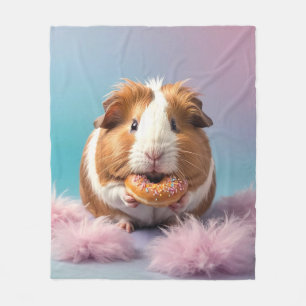 Cute Guinea Pig With Doughnut Pastel Gradient Fleece Blanket