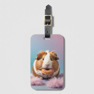 Cute Guinea Pig With Doughnut Pastel Gradient  Luggage Tag