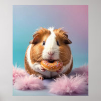 Cute Guinea Pig With Doughnut Pastel Gradient 