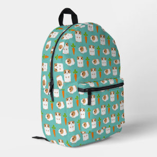 Cute Guinea Pigs and Carrots Pattern Blue Printed Backpack