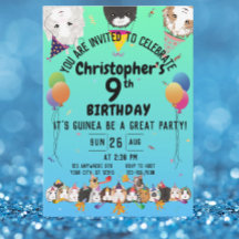 Cute Guinea Pigs & Balloons Birthday Party