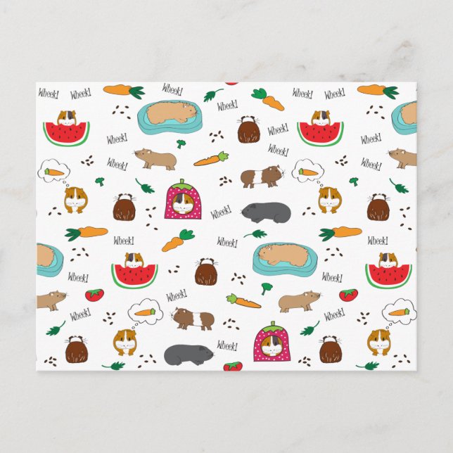 Cute Guinea Pigs Cavy Pellets Carrots Postcard (Front)