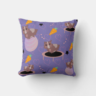 Cute Guinea Pigs Exercising Throw Pillow