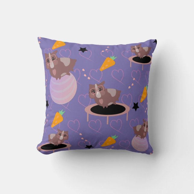 Cute Guinea Pigs Exercising Throw Pillow (Front)